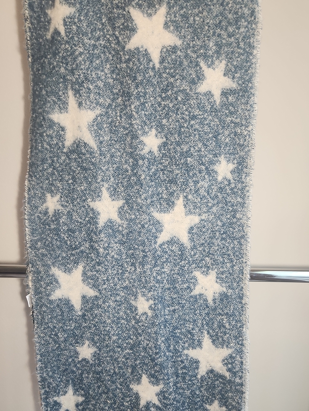 Cozy Star Print Scarf Wrap in Blue and White